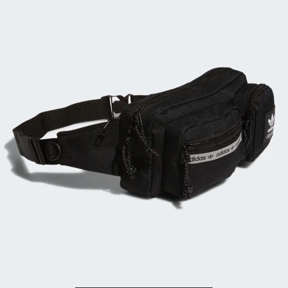 ADIDAS ORIGINALS black trefoil unisex rectangle crossbody festival bag belt - Picture 3 of 6